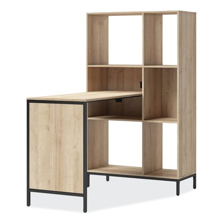 WHALEN Workstation with Integrated Bookcase and Power Center, 48.3in x 31.75in x 55.25in, Desert Ash/Black SPLS-TU48CD
